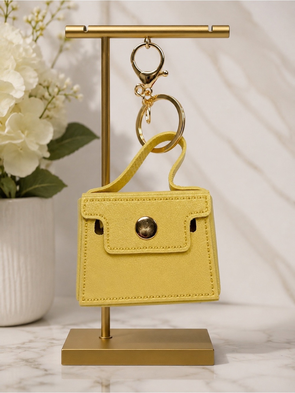 Yellow Mini Handbag Keychain - Fashion Accessory